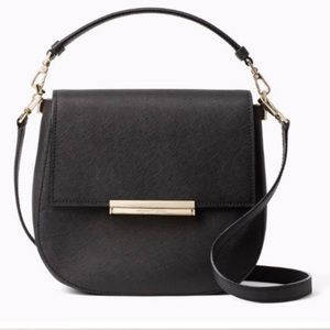 Kate Spade Black Make It Mine Byrdie Bag Crossbody Purse with Faux Fur Flap